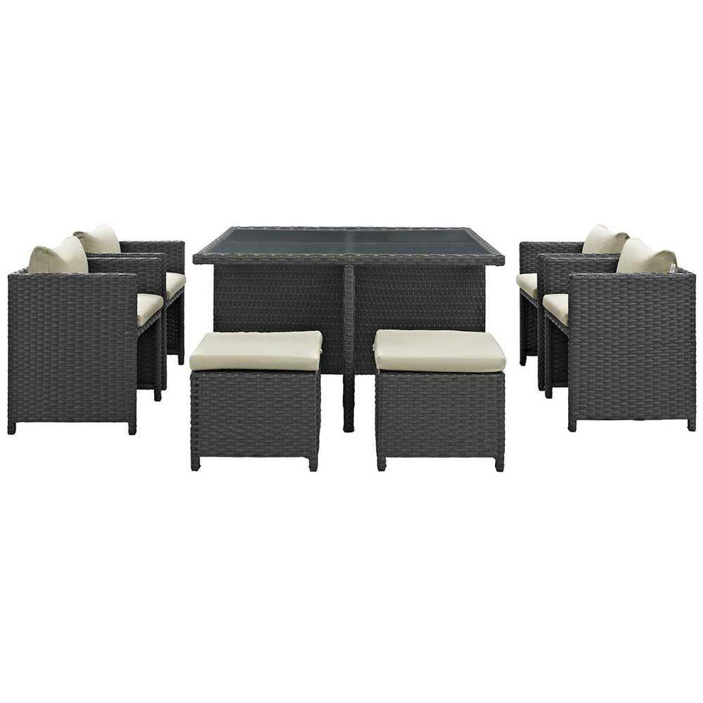 Modway Sojourn 9 Piece Outdoor Patio Glass Top Dining Set - EEI-1946 | Outdoor Dining Sets | Modishstore - 3