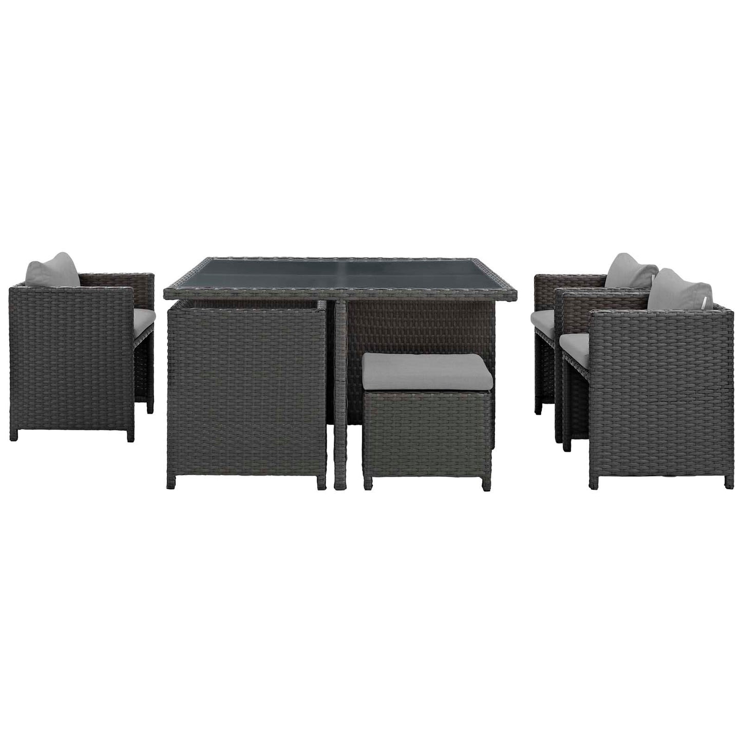 Modway Sojourn 9 Piece Outdoor Patio Glass Top Dining Set | Outdoor Dining Set | Modishstore-14