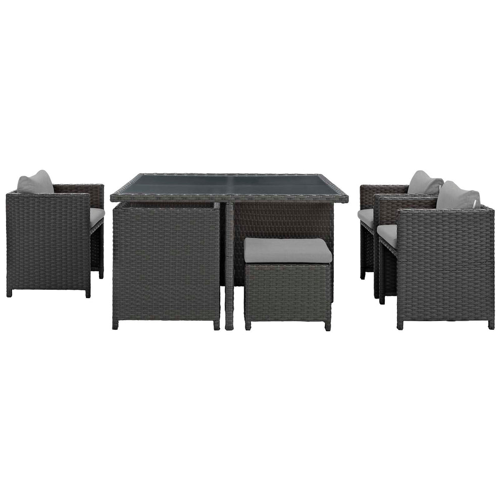 Modway Sojourn 9 Piece Outdoor Patio Glass Top Dining Set - EEI-1946 | Outdoor Dining Sets | Modishstore - 10
