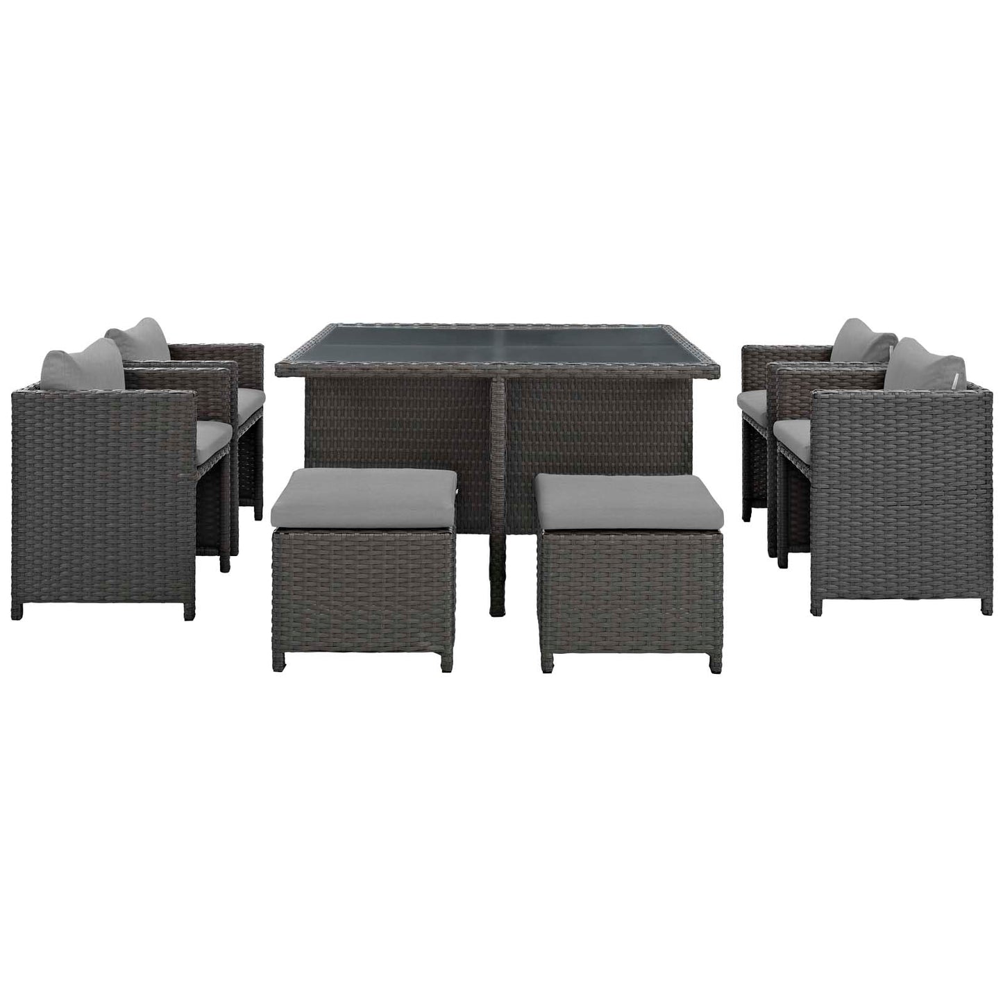 Modway Sojourn 9 Piece Outdoor Patio Glass Top Dining Set | Outdoor Dining Set | Modishstore-15