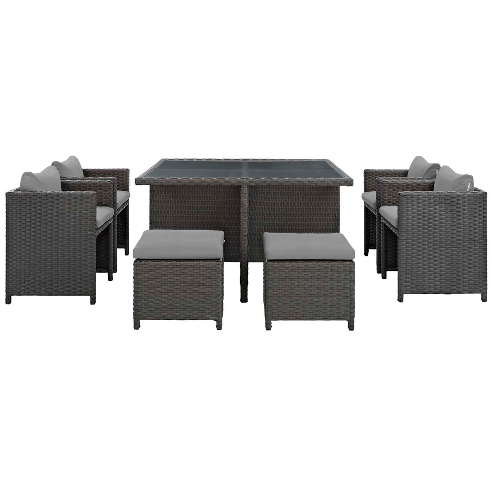 Modway Sojourn 9 Piece Outdoor Patio Glass Top Dining Set - EEI-1946 | Outdoor Dining Sets | Modishstore - 11