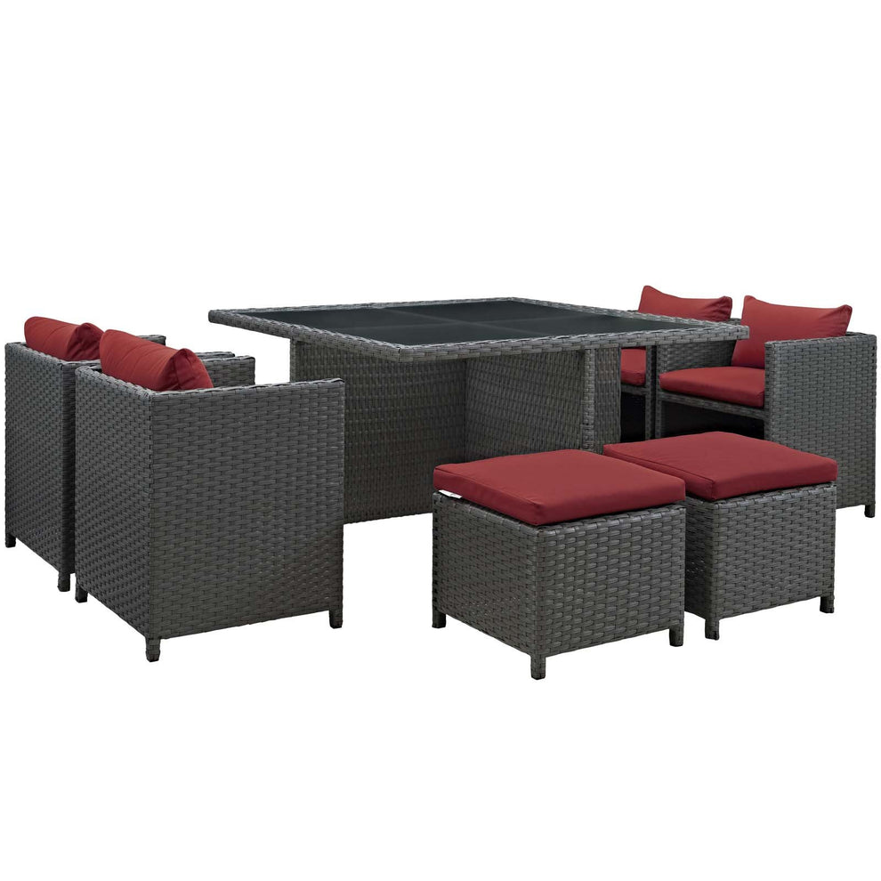 Modway Sojourn 9 Piece Outdoor Patio Glass Top Dining Set - EEI-1946 | Outdoor Dining Sets | Modishstore - 13