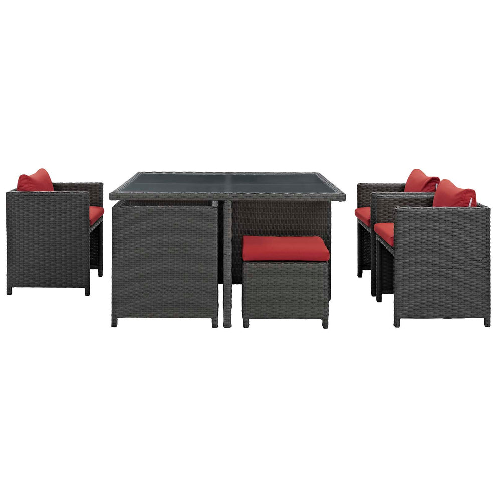 Modway Sojourn 9 Piece Outdoor Patio Glass Top Dining Set - EEI-1946 | Outdoor Dining Sets | Modishstore - 14