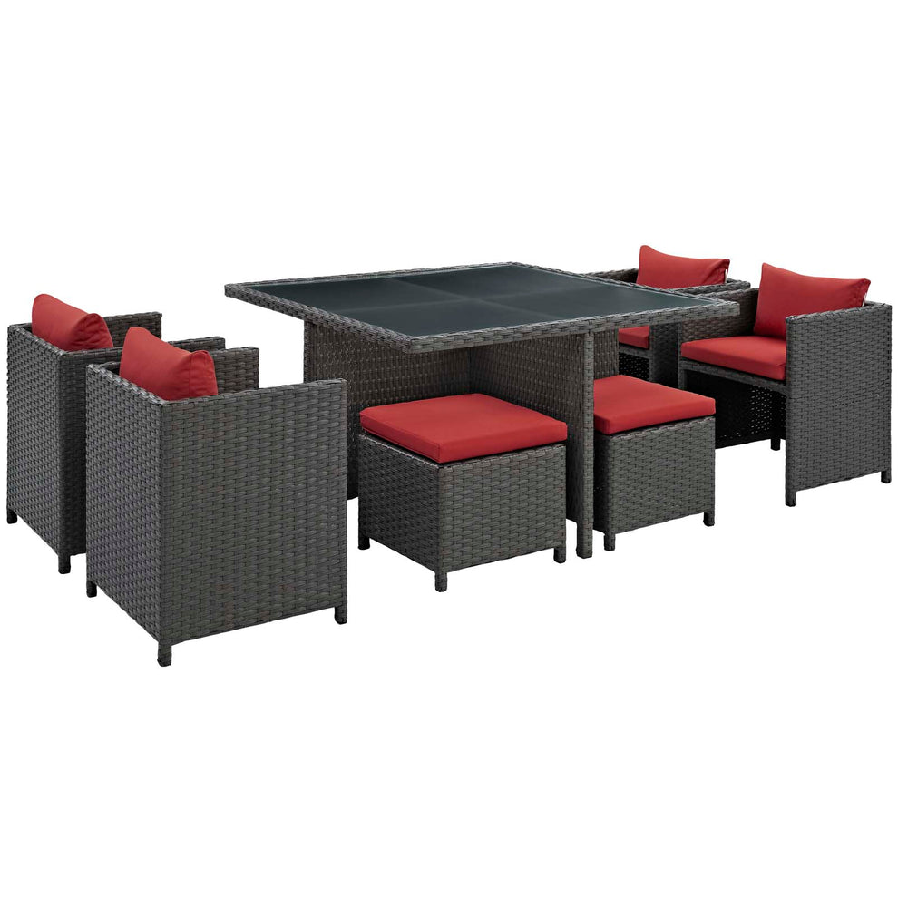 Modway Sojourn 9 Piece Outdoor Patio Glass Top Dining Set - EEI-1946 | Outdoor Dining Sets | Modishstore - 16