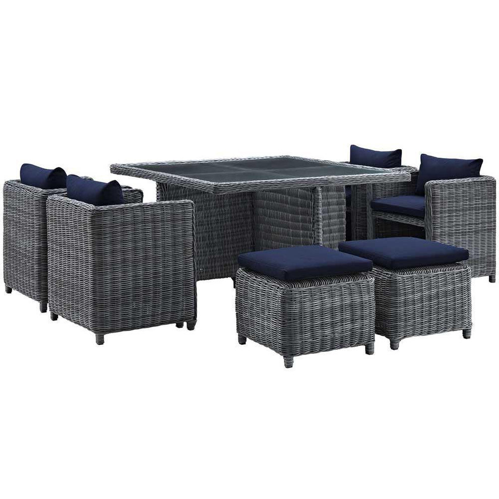Modway Summon 9 Piece Outdoor Patio Dining Set - EEI-1947 | Outdoor Dining Sets | Modishstore - 2