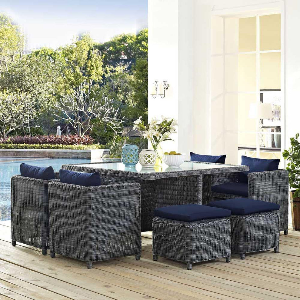 Modway Summon 9 Piece Outdoor Patio Dining Set - EEI-1947 | Outdoor Dining Sets | Modishstore - 1