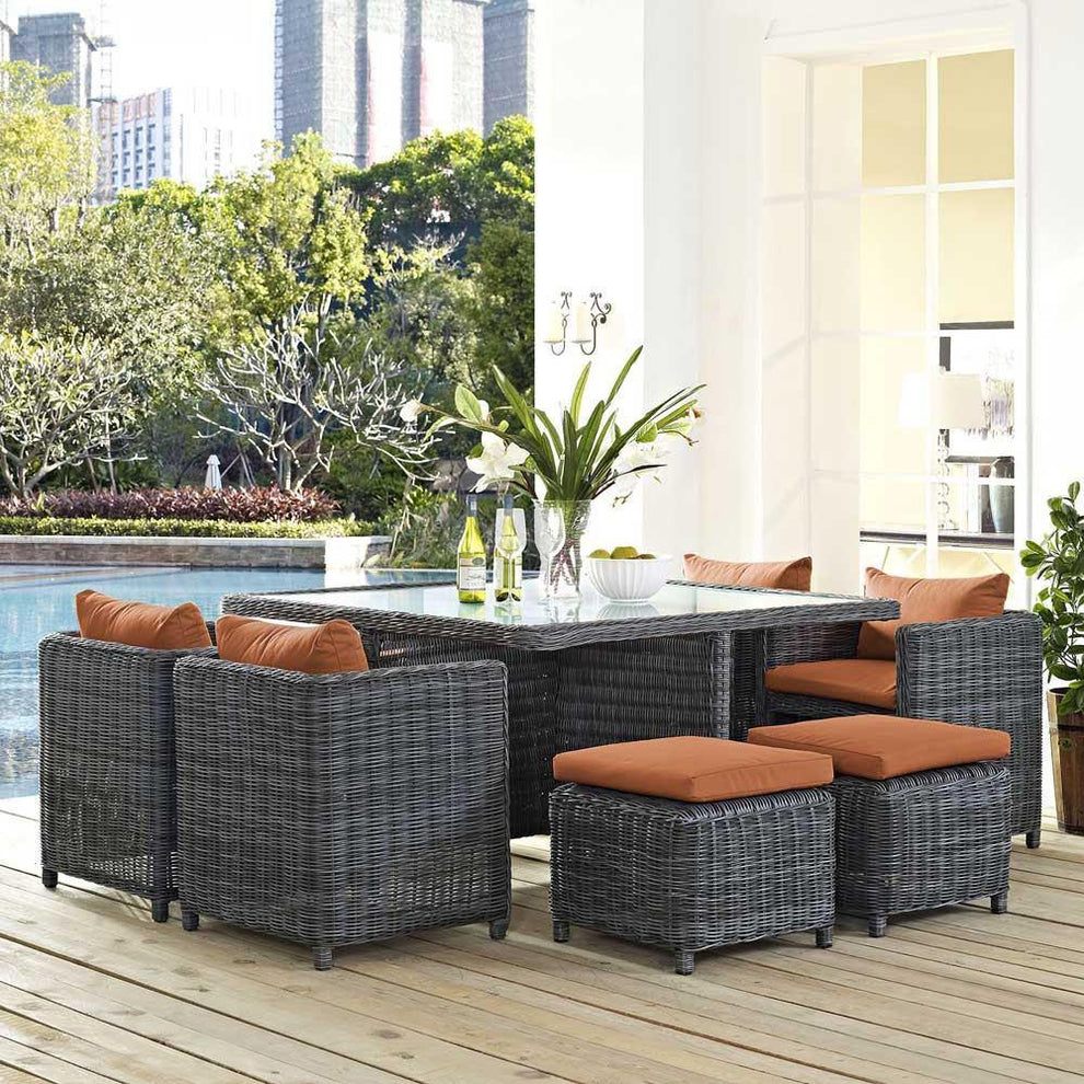 Modway Summon 9 Piece Outdoor Patio Dining Set - EEI-1947 | Outdoor Dining Sets | Modishstore - 11