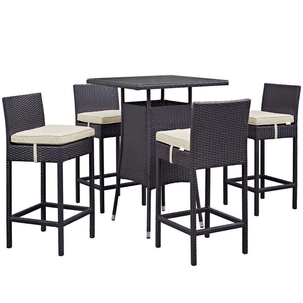 Modway Convene 5 Piece Outdoor Patio Pub Set - Small Bar Table - EEI-1963 | Outdoor Dining Sets | Modishstore - 7