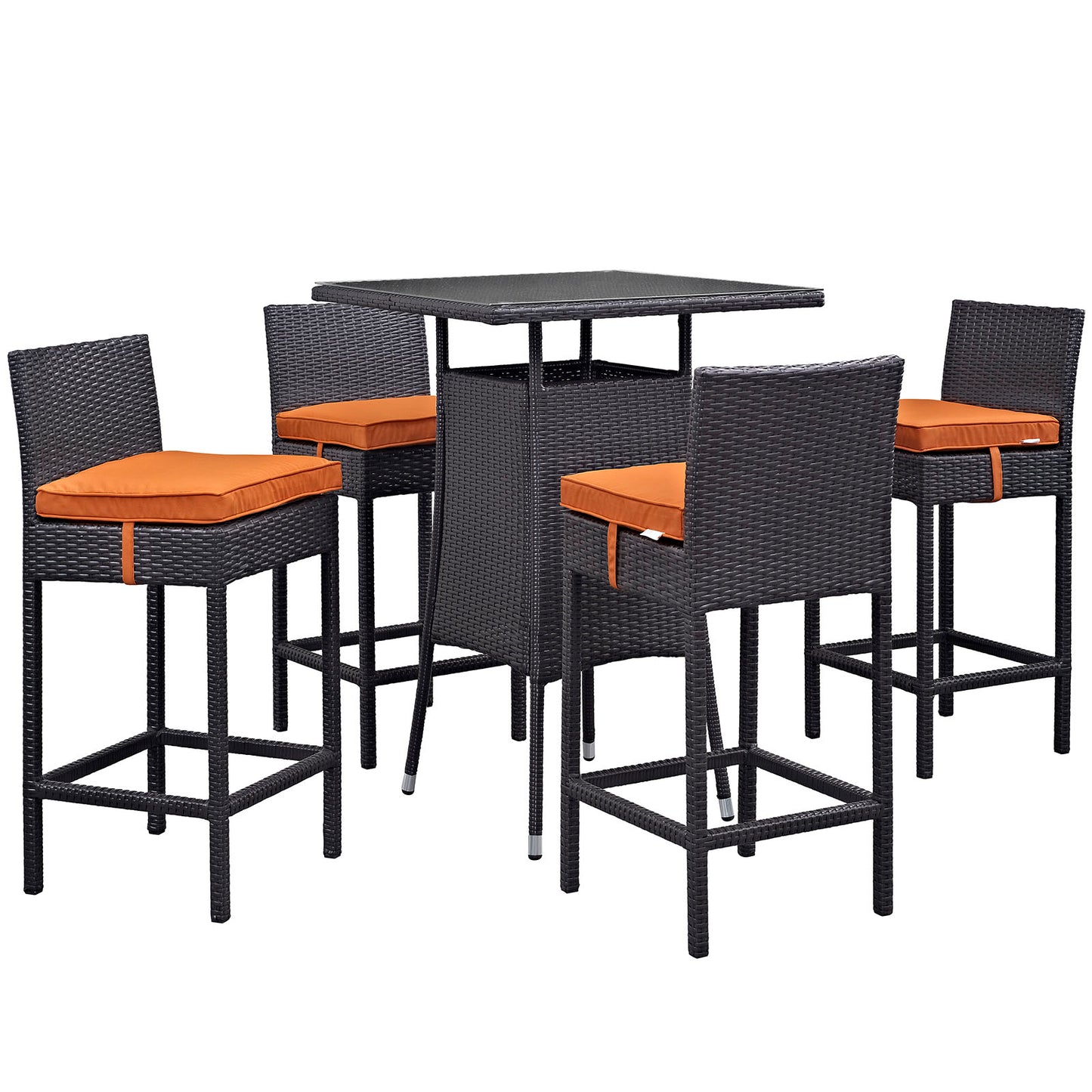 Modway Convene 5 Piece Outdoor Patio Pub Set - Small Bar Table | Outdoor Dining Set | Modishstore-18