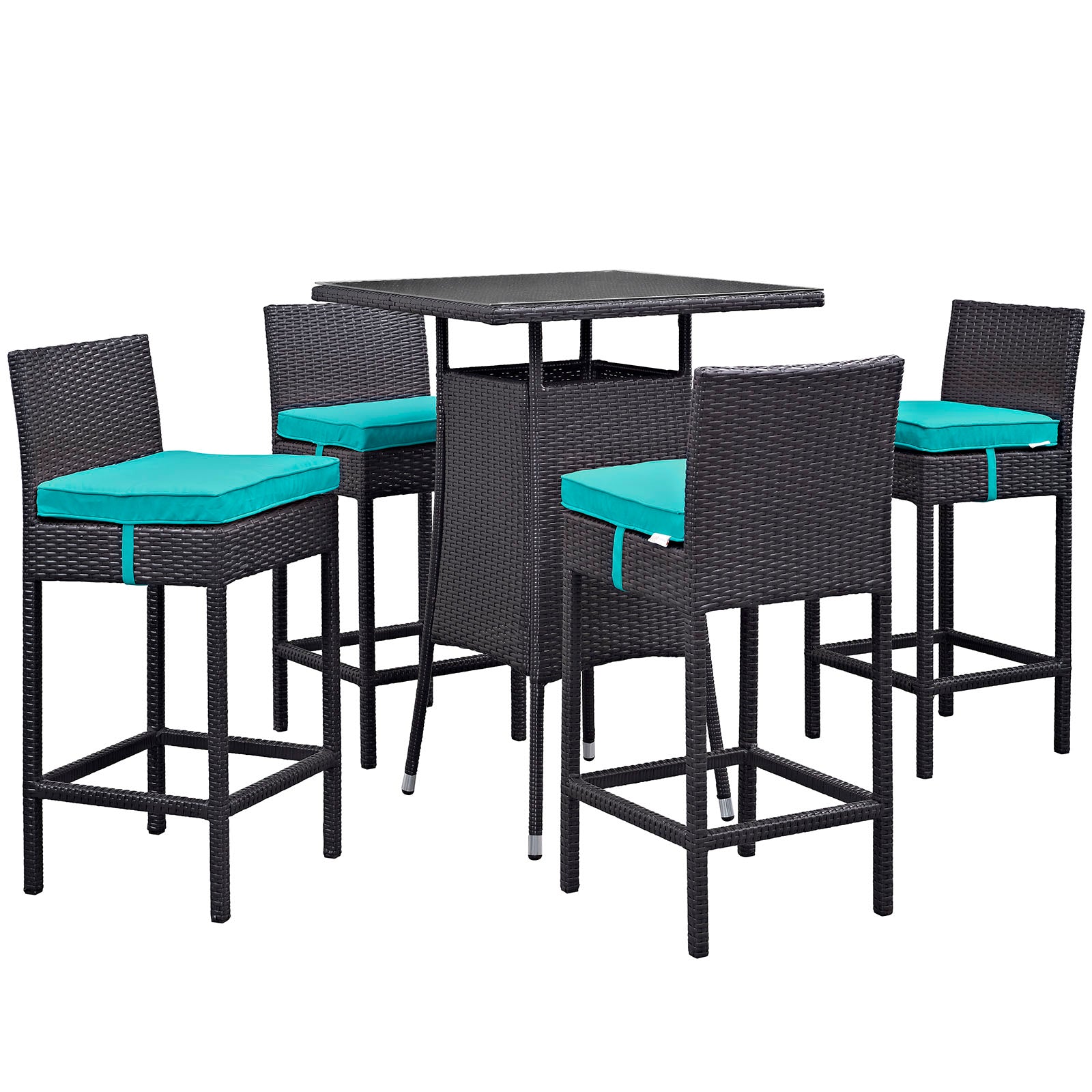 Modway Convene 5 Piece Outdoor Patio Pub Set - Small Bar Table | Outdoor Dining Set | Modishstore-15