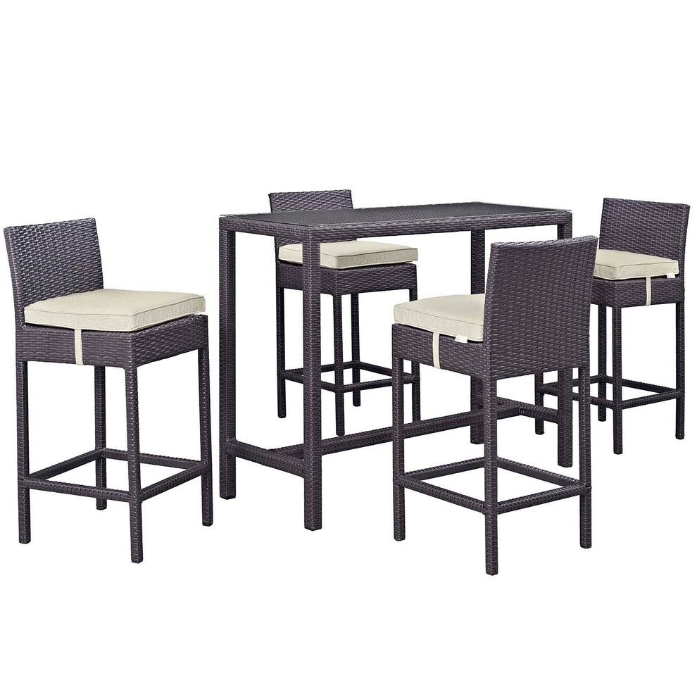 Modway Convene 5 Piece Outdoor Patio Pub Set - Large Bar Table - EEI-1964 | Outdoor Dining Sets | Modishstore - 7