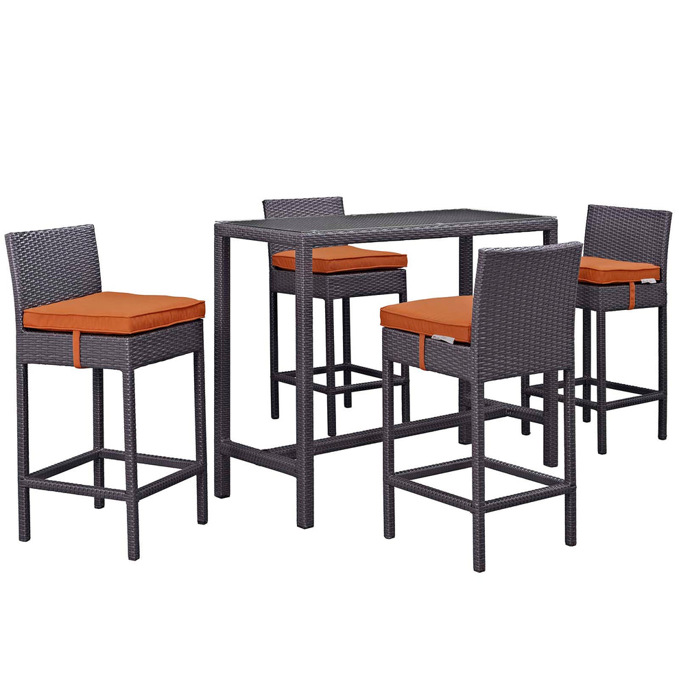 Modway Convene 5 Piece Outdoor Patio Pub Set - Large Bar Table - EEI-1964 | Outdoor Dining Sets | Modishstore - 5