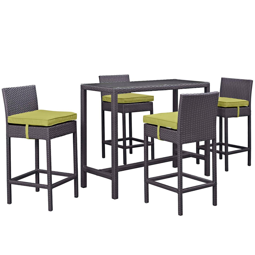 Modway Convene 5 Piece Outdoor Patio Pub Set - Large Bar Table - EEI-1964 | Outdoor Dining Sets | Modishstore - 4