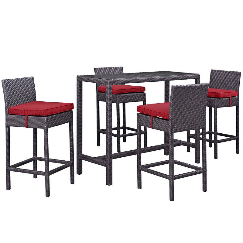 Modway Convene 5 Piece Outdoor Patio Pub Set - Large Bar Table - EEI-1964 | Outdoor Dining Sets | Modishstore - 3