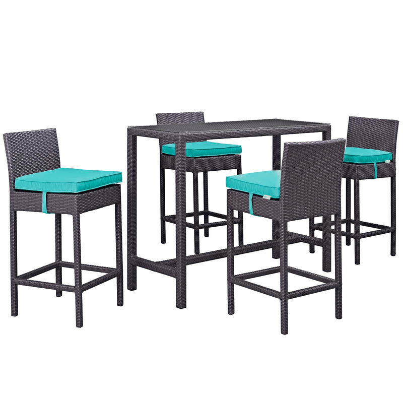 Modway Convene 5 Piece Outdoor Patio Pub Set - Large Bar Table - EEI-1964 | Outdoor Dining Sets | Modishstore - 2