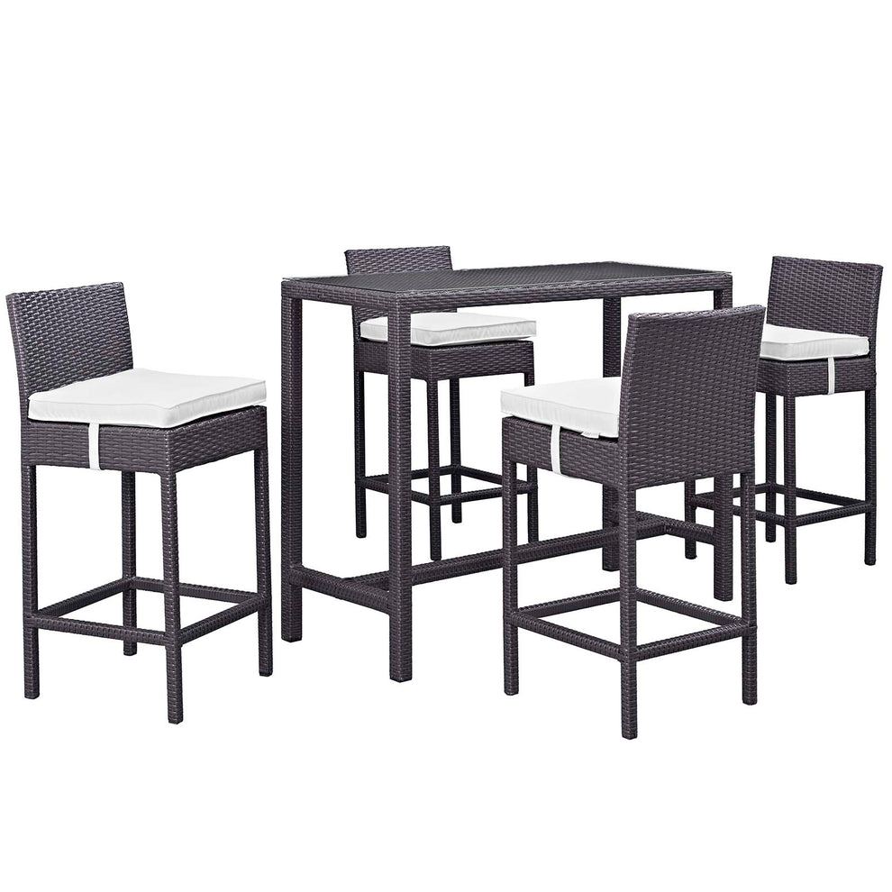 Modway Convene 5 Piece Outdoor Patio Pub Set - Large Bar Table - EEI-1964 | Outdoor Dining Sets | Modishstore - 1