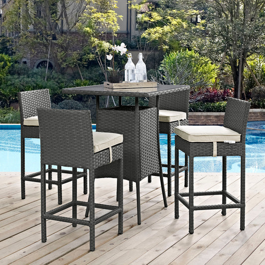 Sojourn 5 Piece Outdoor Patio Sunbrella® Pub Set By Modway - EEI-1967 | Bar Stools & Table | Modishstore - 1