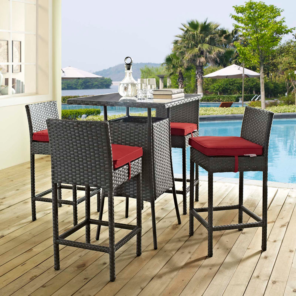 Sojourn 5 Piece Outdoor Patio Sunbrella® Pub Set By Modway - EEI-1967 | Bar Stools & Table | Modishstore - 9