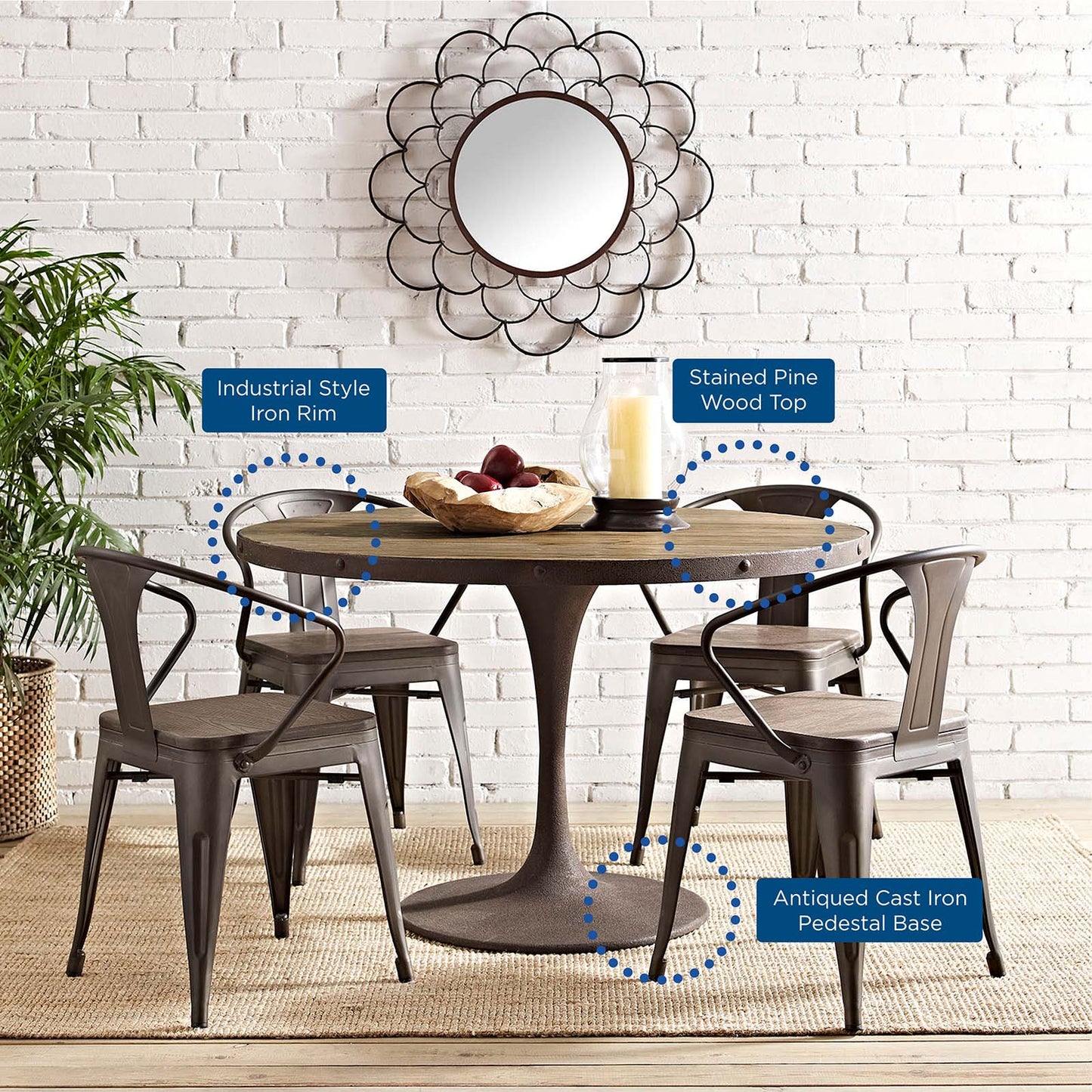 Drive 48" Round Wood Top Dining Table By Modway - EEI-2004 | Dining Tables | Modishstore - 5