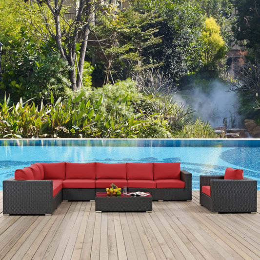 Sojourn 7 Piece Outdoor Patio Sunbrella® Sectional Set By Modway - EEI-2013 | Outdoor Sofas, Loveseats & Sectionals | Modishstore