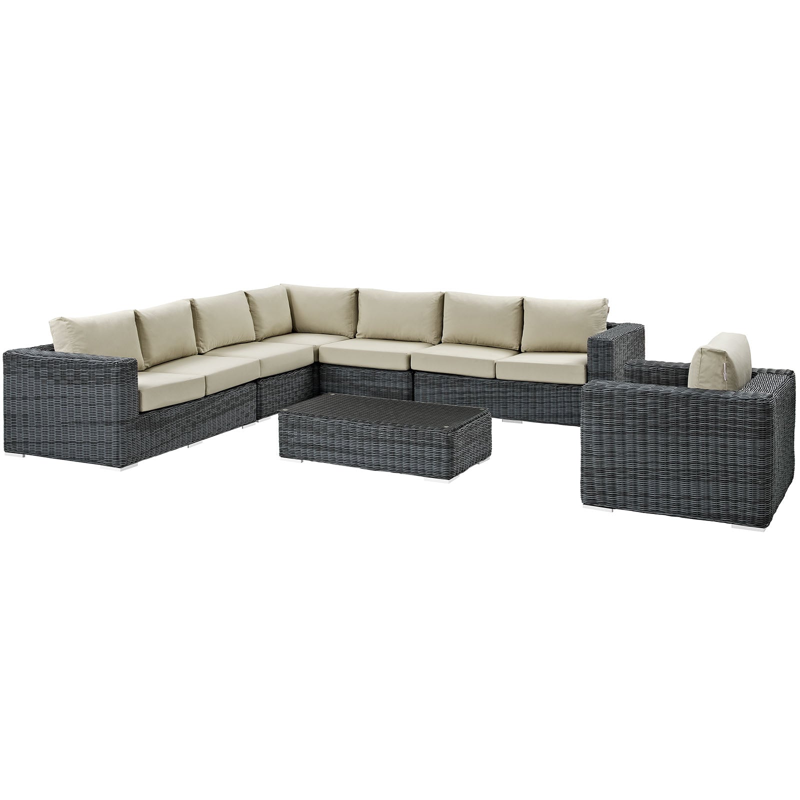 Summon 7 Piece Outdoor Patio Sunbrella® Sectional Set By Modway - EEI-2014 | Outdoor Sofas, Loveseats & Sectionals | Modishstore - 2