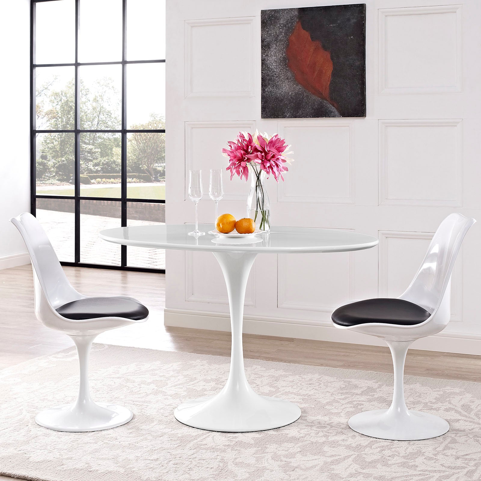 Modway Lippa 48" Oval Wood Top Dining Table in White | Dining Tables | Modishstore
