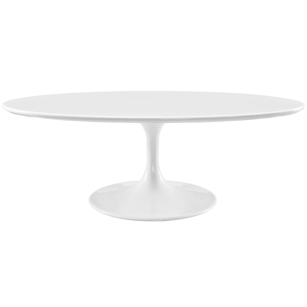 Modway Lippa 48" Oval-Shaped Wood Top Coffee Table in White - EEI-2018 | Coffee Tables | Modishstore - 2