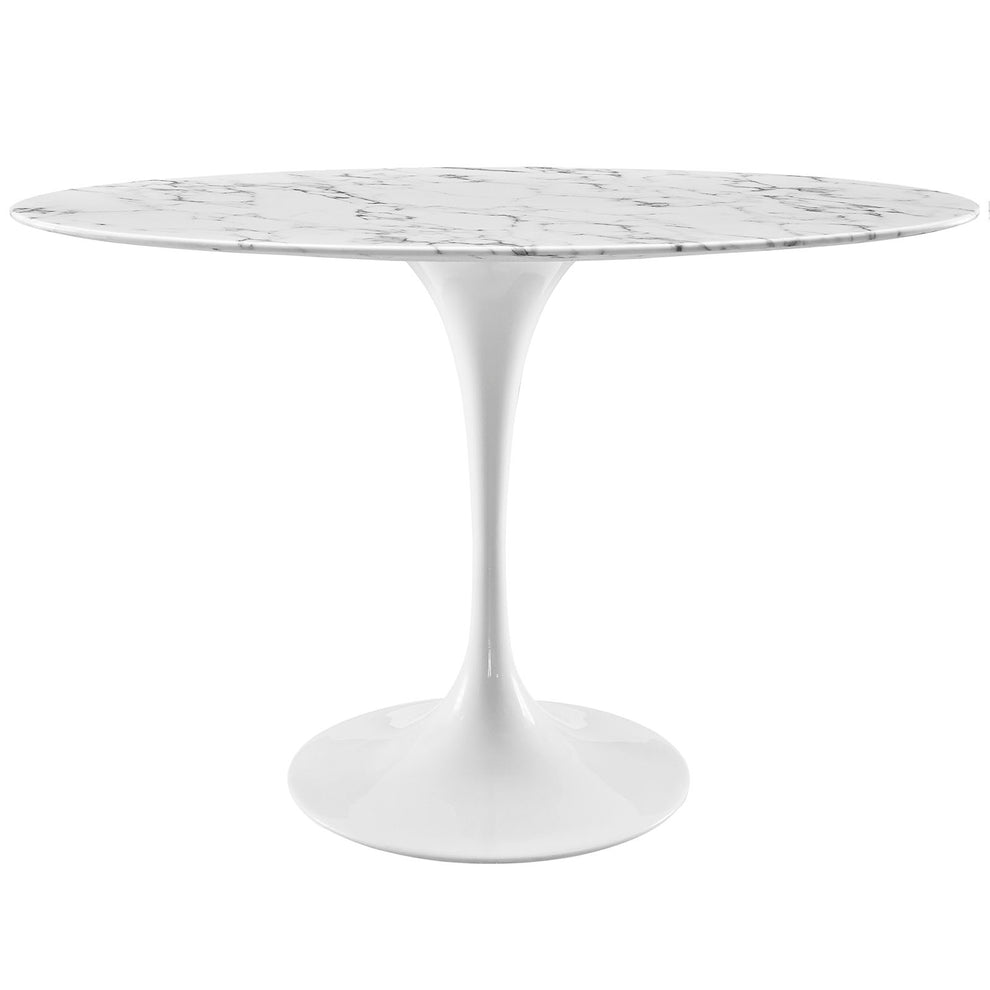 Modway Lippa 48" Oval Artificial Marble Dining Table in White - EEI-2021 | Dining Tables | Modishstore - 2