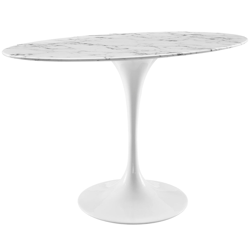 Modway Lippa 48" Oval Artificial Marble Dining Table in White - EEI-2021 | Dining Tables | Modishstore - 3