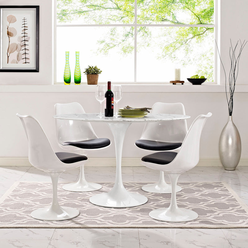 Modway Lippa 48" Oval Artificial Marble Dining Table in White | Dining Tables | Modishstore
