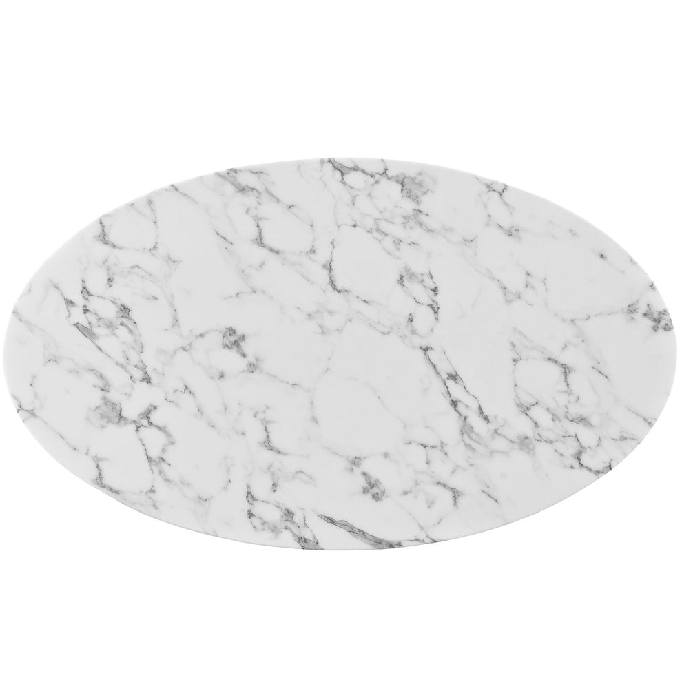 Modway Lippa 48" Oval-Shaped Artificial Marble Coffee Table in White - EEI-2022 | Coffee Tables | Modishstore - 5