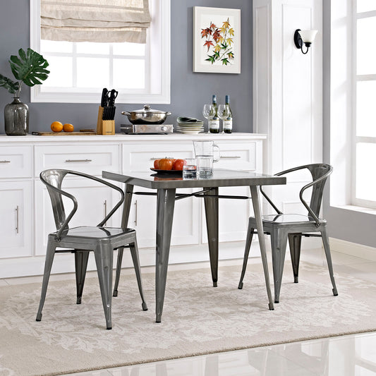 Modway Alacrity Square Metal Dining Table - Gunmetal | Dining Tables | Modishstore