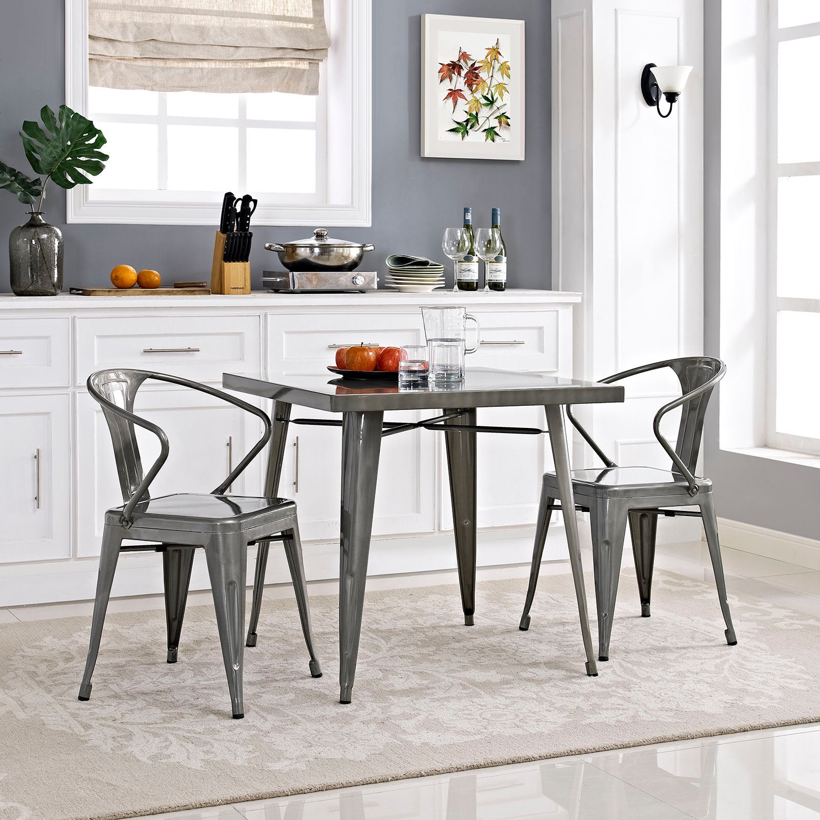 Modway Alacrity Square Metal Dining Table - Gunmetal - EEI-2035 | Dining Tables | Modishstore - 1