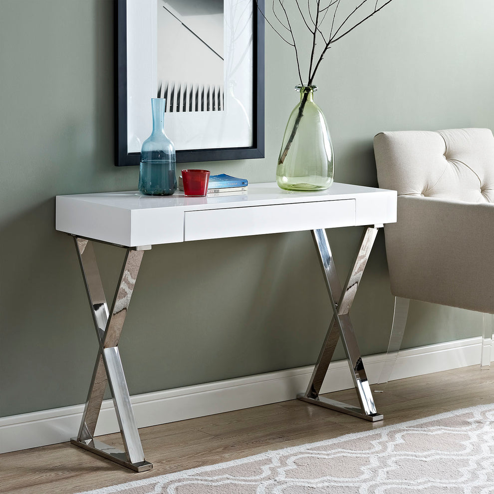 Modway's Sector Console Table White With Non-Marking Foot Pads - EEI-2048 | Console Tables | Modishstore - 1