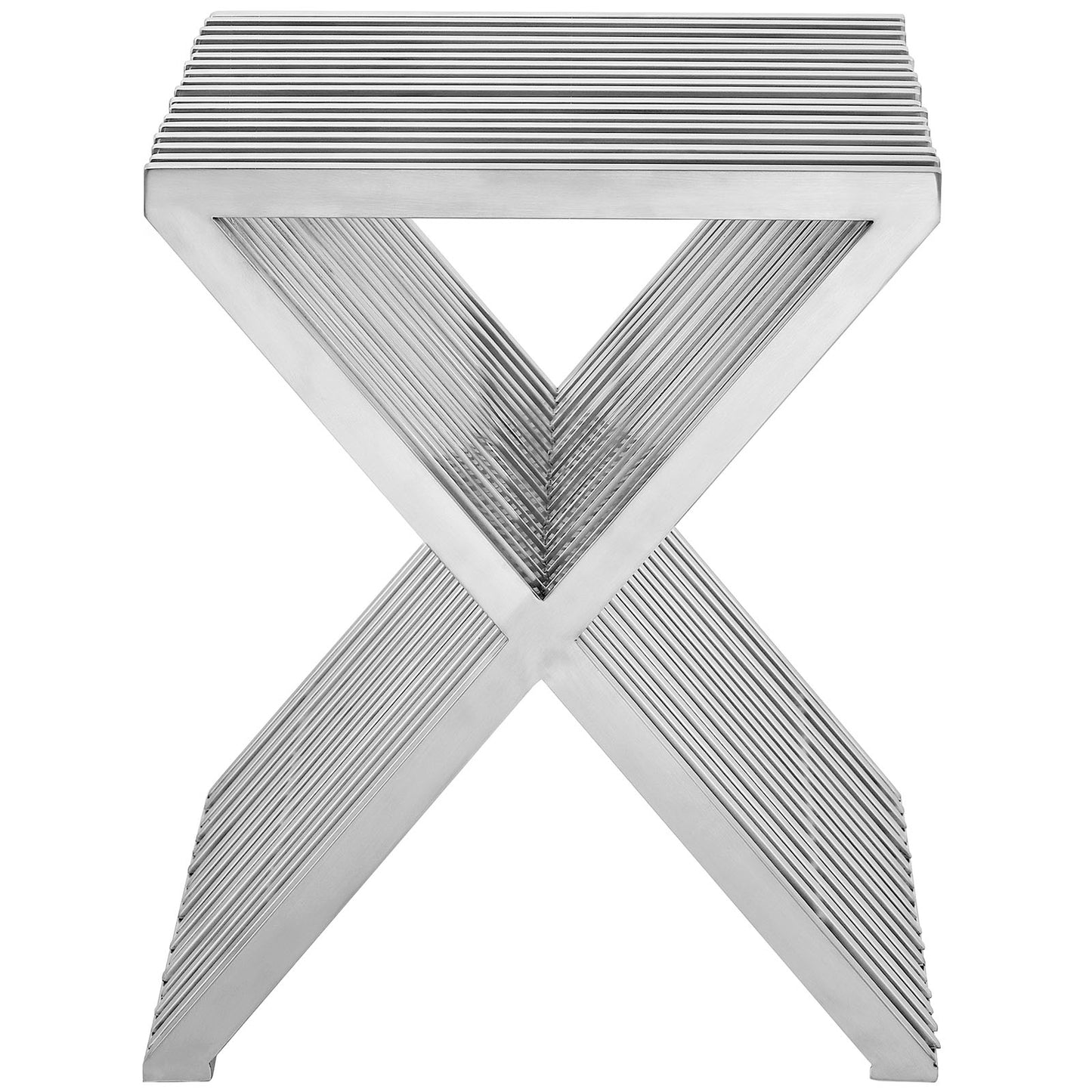 Modway Press Stainless Steel Side Table - Silver | Side Tables | Modishstore-3