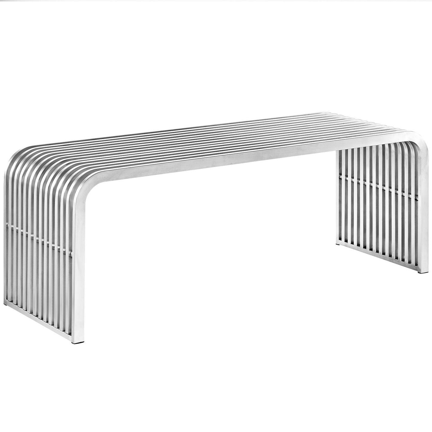 Modway Pipe 47" Stainless Steel Bench - Silver | Stools & Benches | Modishstore-4