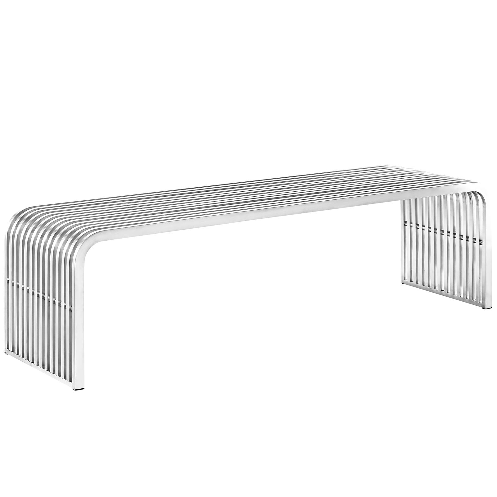 Modway Pipe 60" Stainless Steel Bench - Silver | Console Tables | Modishstore-4