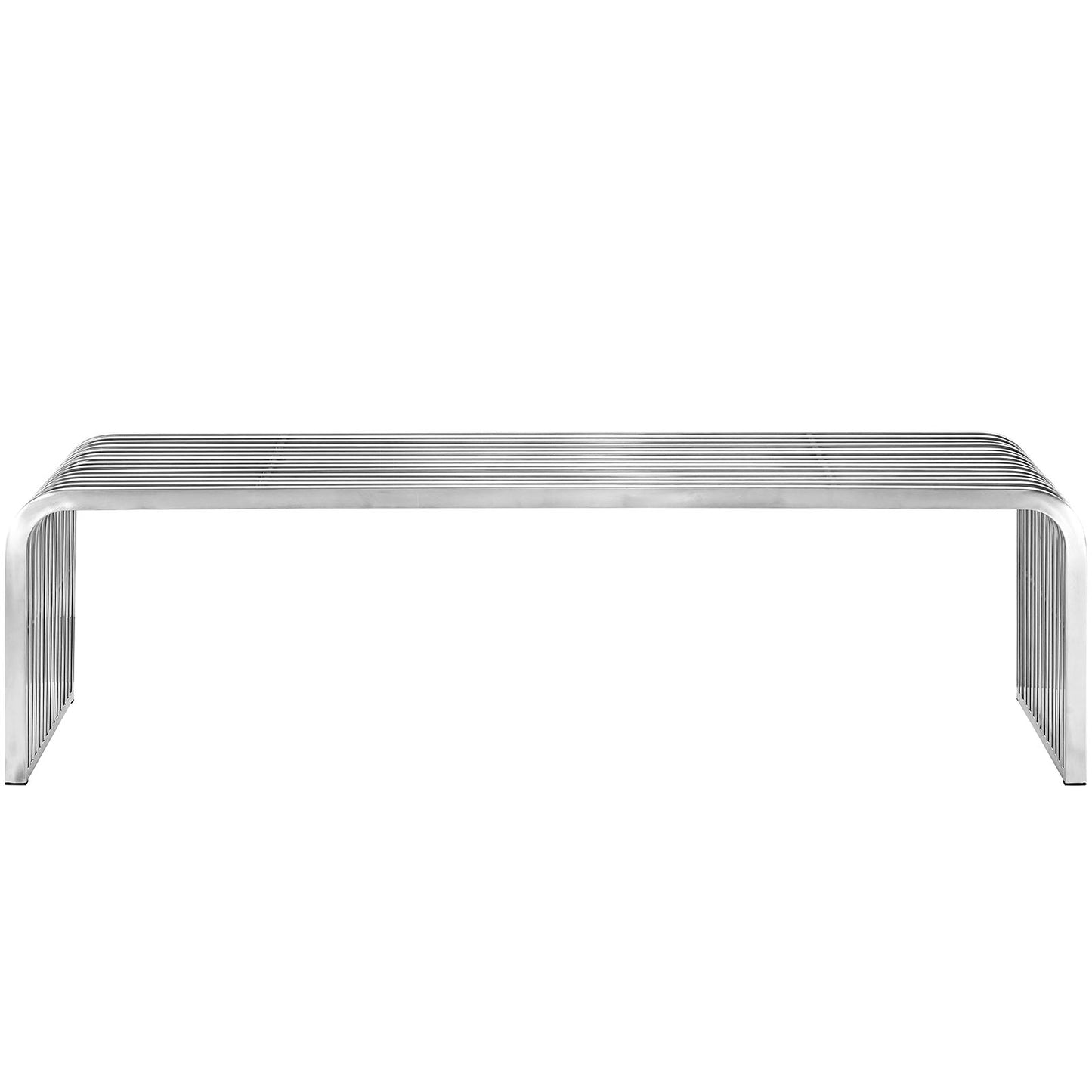 Modway Pipe 60" Stainless Steel Bench - Silver | Console Tables | Modishstore-3