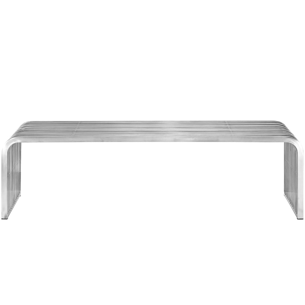 Modway Pipe 60" Stainless Steel Bench - Silver - EEI-2103 | Benches | Modishstore - 3