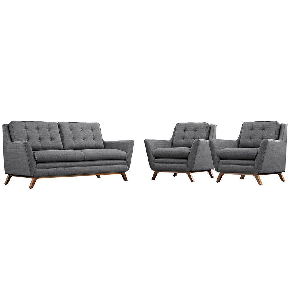 Modway Beguile 3 Piece Upholstered Fabric Living Room Set - EEI-2141 | Sofas | Modishstore-10