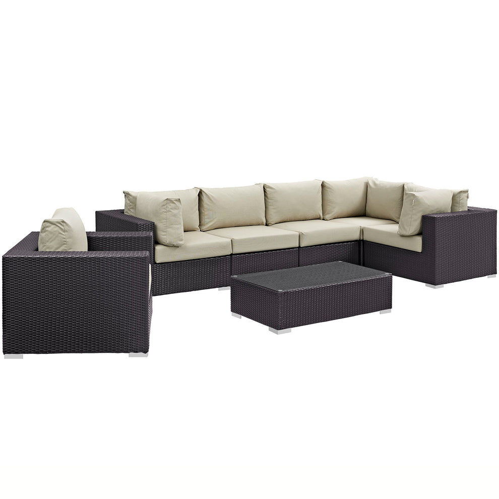 Modway Convene 7 Piece Outdoor Patio Sectional Set - EEI-2157 - EEI-2157 | Outdoor Sofas, Loveseats & Sectionals | Modishstore - 7
