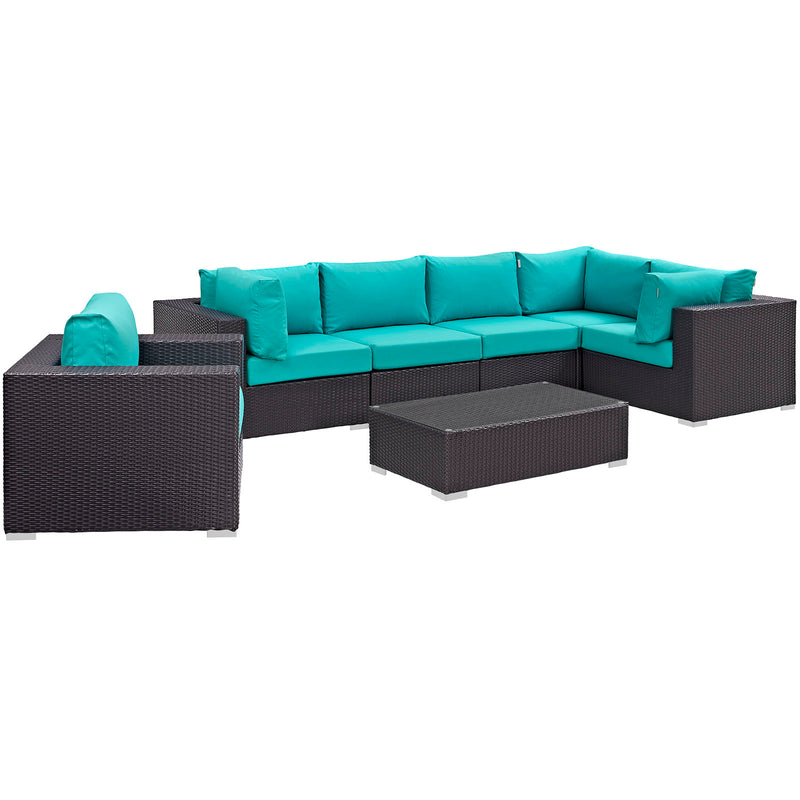 Modway Convene 7 Piece Outdoor Patio Sectional Set - EEI-2157 - EEI-2157 | Outdoor Sofas, Loveseats & Sectionals | Modishstore - 2