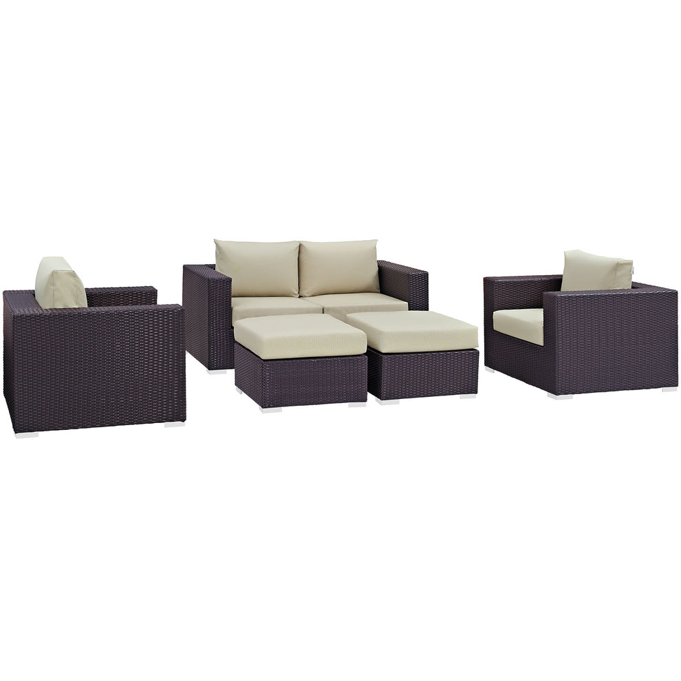 Modway Convene 5 Piece Outdoor Patio Sofa Set - EEI-2158 | Outdoor Sofas, Loveseats & Sectionals | Modishstore - 7
