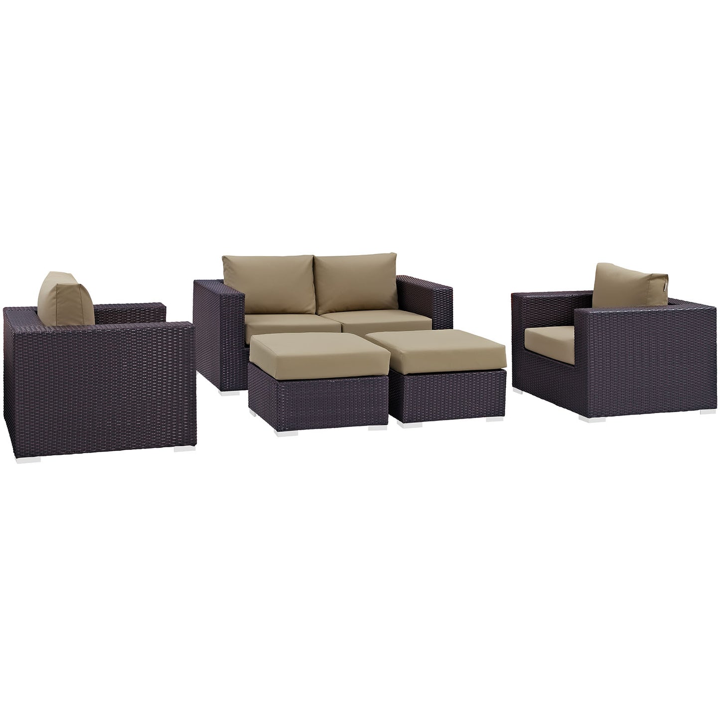 Modway Convene 5 Piece Outdoor Patio Sofa Set | Outdoor Sofas, Loveseats & Sectionals | Modishstore-28