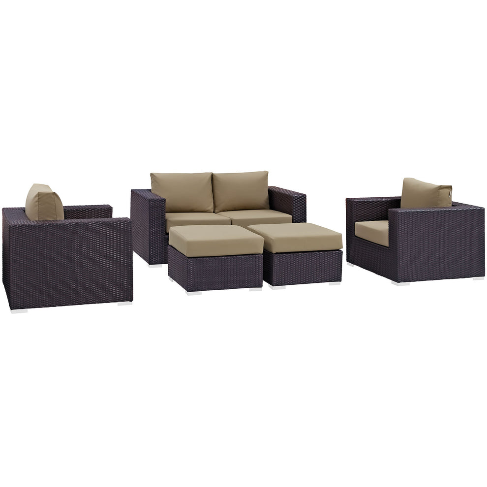 Modway Convene 5 Piece Outdoor Patio Sofa Set - EEI-2158 | Outdoor Sofas, Loveseats & Sectionals | Modishstore - 6