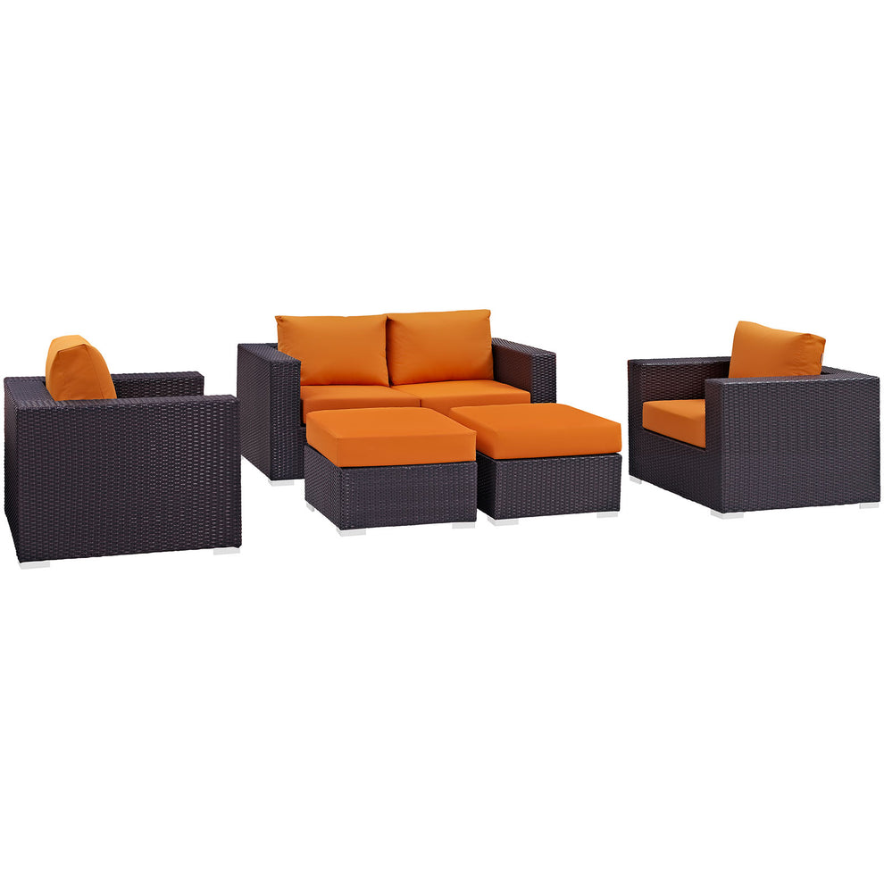 Modway Convene 5 Piece Outdoor Patio Sofa Set - EEI-2158 | Outdoor Sofas, Loveseats & Sectionals | Modishstore - 5