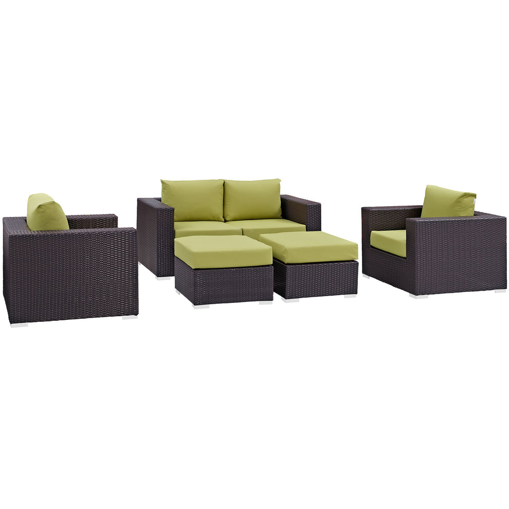 Modway Convene 5 Piece Outdoor Patio Sofa Set - EEI-2158 | Outdoor Sofas, Loveseats & Sectionals | Modishstore - 4