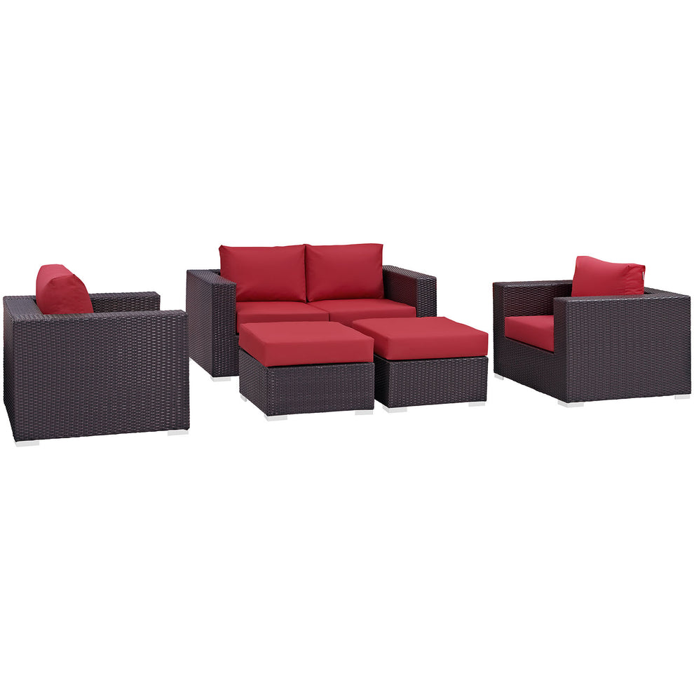 Modway Convene 5 Piece Outdoor Patio Sofa Set - EEI-2158 | Outdoor Sofas, Loveseats & Sectionals | Modishstore - 3