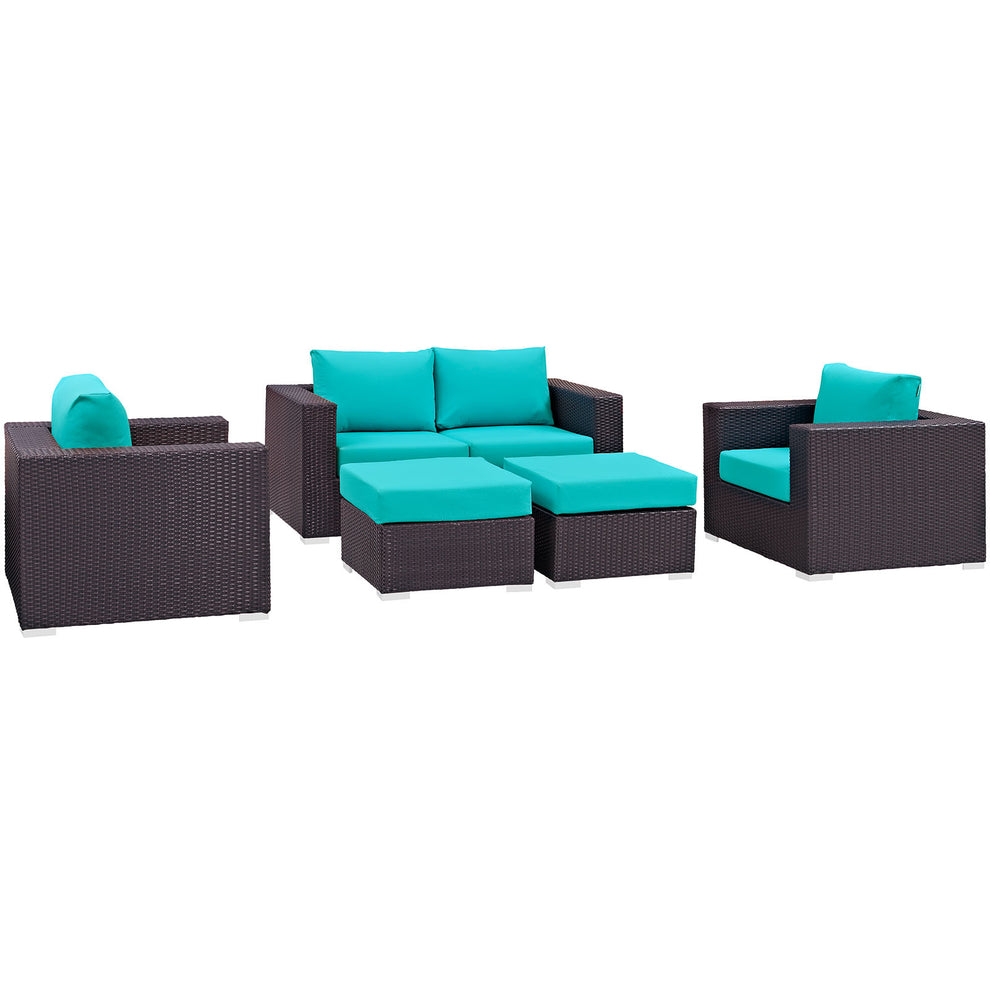 Modway Convene 5 Piece Outdoor Patio Sofa Set - EEI-2158 | Outdoor Sofas, Loveseats & Sectionals | Modishstore - 2