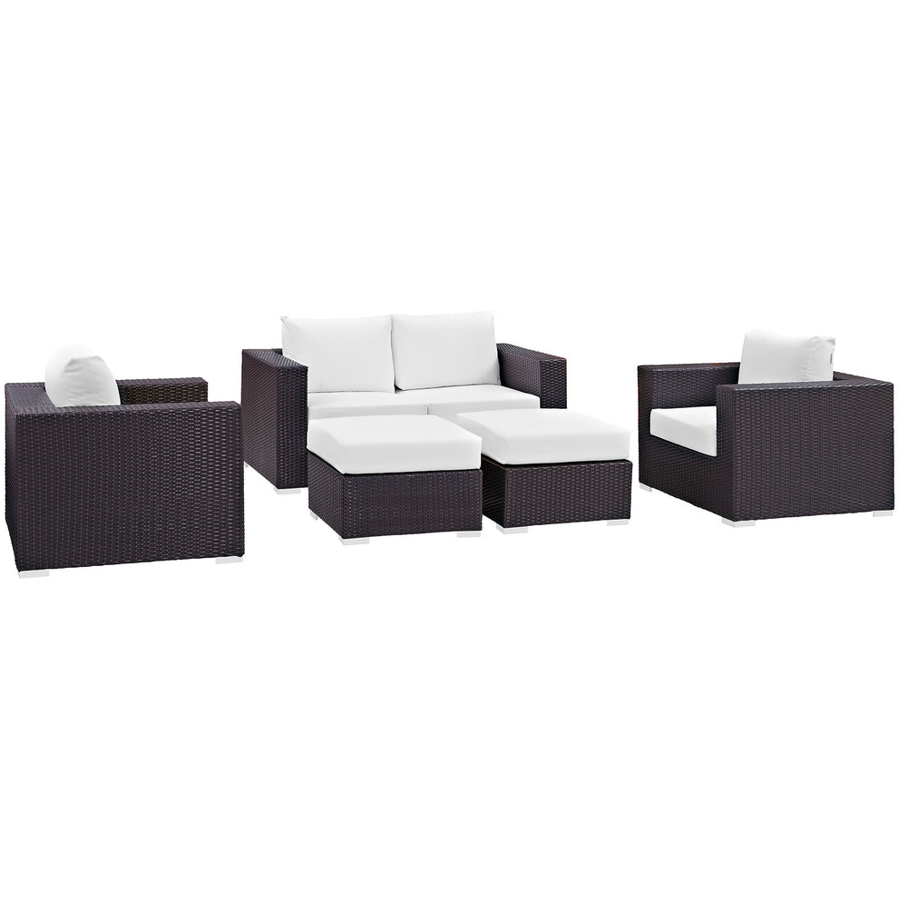 Modway Convene 5 Piece Outdoor Patio Sofa Set - EEI-2158 | Outdoor Sofas, Loveseats & Sectionals | Modishstore - 1